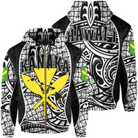 Polynesian Kanaka Maoli Hawaii Zip Hoodie White Gel Style Unisex White - Polynesian Pride
