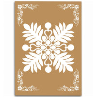 Hawaiian Quilt Maui Plant And Hibiscus Pattern Area Rug - White Gold - AH White - Polynesian Pride