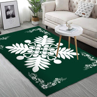 Hawaiian Quilt Maui Plant And Hibiscus Pattern Area Rug - White Sacramento - AH - Polynesian Pride