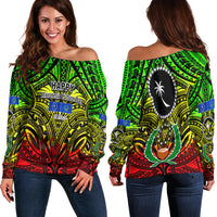 Micronesia Culture Day Women's Off Shoulder Sweater Chuuk And Pohnpei Reggae Style LT6 LT6 Women reggae - Polynesian Pride