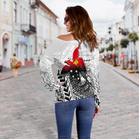 Papua New Guinea Patterns Off Shoulder Sweater LT6 - Polynesian Pride