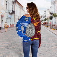 (Custom Personalised) Papua New Guinea And Samoa Together Women Off Shoulder Sweater LT8 - Polynesian Pride