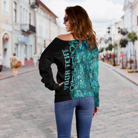 (Custom Personalised)Aotearoa Maori Tiki Women's Off Shoulder Sweater Half Papua Shell Style - Polynesian Pride