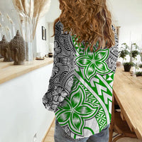 Traditional Polynesian Tribal Tattoo Retro Women Casual Shirt Green LT9 - Polynesian Pride