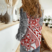 Traditional Polynesian Tribal Tattoo Retro Women Casual Shirt Red LT9 - Polynesian Pride