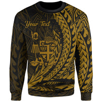 Fiji Custom Personalised Sweatshirt - Wings Style Gold Color Unisex Gold - Polynesian Pride