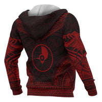 Yap Polynesian Chief Custom Zip up Hoodie Red Version - Polynesian Pride