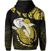 Hawaii Polynesian Aumakua Hammerhead Shark Hoodie Zip Cloud Style Yellow - Polynesian Pride