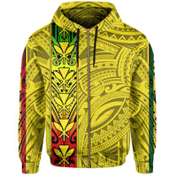 Polynesian Kanaka Flag Kanaka Maoli Hawaii Zip Hoodie Yellow - Polynesian Pride