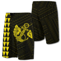 Hawaii Kakau Polynesian Anchor Board Shorts - Yellow Men Yellow - Polynesian Pride