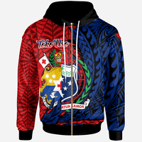 TokoUso Zip Hoodie Wings Style Unisex Red - Blue - Polynesian Pride