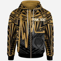 Pohnpei Custom Zip up Hoodie Pohnpei Seal In Heartbeat Patterns Style (Pohnpei Sp Pohnpei Seal In Heartbeat Patterns Style (Gold)) Unisex Gold - Polynesian Pride
