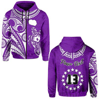 (Custom Text and Number) Rarotonga Cook Islands Hoodie Turtle and Map Style Purple LT13 - Polynesian Pride