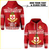 Custom Kolisi Tonga Zip Hoodie Class Year and Your Text LT13 Unisex Red - Polynesian Pride