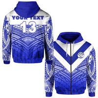 Custom Makoi Bulldogs Zip Hoodie Forever Fiji Rugby Version Fresh 03 Custom Text and Number LT13 Unisex Blue - Polynesian Pride