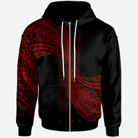 Polynesian Zip Hoodie Polynesian Patterns Red Color Unisex Black - Polynesian Pride