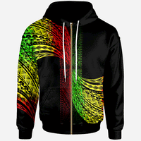 Polynesian Zip Hoodie Polynesian Patterns Reggage Color Unisex Black - Polynesian Pride