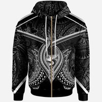 Guam Zip Hoodie Guam Seal With Line Style Unisex Black - Polynesian Pride