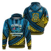 Custom Tuvalu Hoodie 44th Independence Anniversary Tribal Pattern LT12 Hoodie Blue - Polynesian Pride
