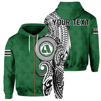 Custom Hawaii Hoodie Aiea High Tribal Kakau Zip Hoodie Unisex Green - Polynesian Pride