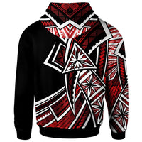 American Samoa Zip Hoodie Tribal Flower Special Pattern Red Color - Polynesian Pride