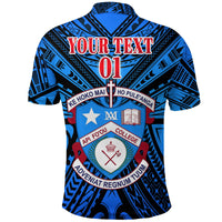Custom Kolisi Apifoou College Polo Shirt Tonga Blue, Custom Text and Number - Polynesian Pride