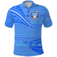 Custom Apifoou College Polo Shirt Tonga Unique Version Full Blue - Polynesian Pride