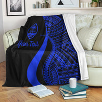Guam Custom Personalised Premium Blanket - Blue Polynesian Tentacle Tribal Pattern - Polynesian Pride
