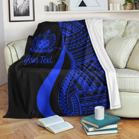 Samoa Custom Personalised Premium Blanket - Blue Polynesian Tentacle Tribal Pattern - Polynesian Pride