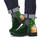 Ireland Celtic Leather Boots - Irish Claddagh Cross - Polynesian Pride