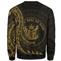 Niue Sweatshirt - Custom Personalised Polynesian Pattern Style Gold Color - Polynesian Pride