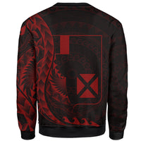 Wallis and Futuna Sweatshirt - Custom Personalised Polynesian Pattern Style Red Color - Polynesian Pride