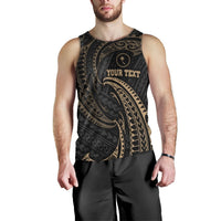 Chuuk Polynesian Custom Personalised Men's Tank Top - Gold Tribal Wave - Polynesian Pride
