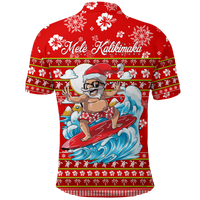 Hawaii Christmas Santas Surf Mele Kalikimaka Polo Shirt LT2 - Polynesian Pride