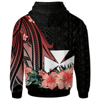 Wallis and Futuna Custom Zip Hoodie Red Polynesian Hibiscus Pattern Style - Polynesian Pride