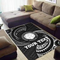 Northern Mariana Islands Polynesian Custom Personalised Area Rug - White Tribal Wave - Polynesian Pride