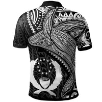 Pohnpei Polo Shirt Humpback Whale and Coat of Arms White - Polynesian Pride