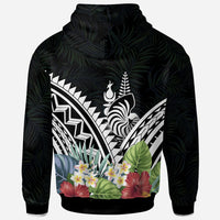 New Caleronia Polynesian Zip up Hoodie New Caleronia Coat of Arms & Polynesian Tropical Flowers White - Polynesian Pride