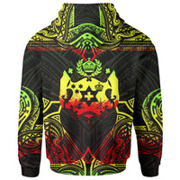 Tonga Custom Zip up Hoodie Coat of Arms With Patterns Reggae Color - Polynesian Pride