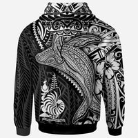 New Caledonia Zip up Hoodie Humpback Whale & Coat of Arms White - Polynesian Pride