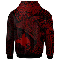 Papua New Guinea Zip up Hoodie Humpback Whale & Coat of Arms Red - Polynesian Pride