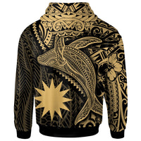 Nauru Zip up Hoodie Humpback Whale & Coat of Arms Gold - Polynesian Pride