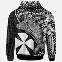 Wallis and Futuna Zip up Hoodie Humpback Whale & Coat of Arms White - Polynesian Pride