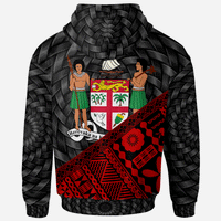 Fiji Zip Hoodie Red Tapa Patterns With Bamboo - Polynesian Pride