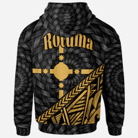 Rotuma Zip Hoodie Gold Tapa Patterns With Bamboo - Polynesian Pride