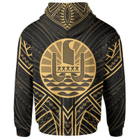 French Polynesia Hoodie French Polynesia Seal Gold Tribal Patterns - Polynesian Pride