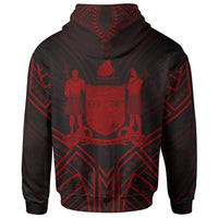 Fiji Hoodie Fiji Seal Red Tribal Patterns - Polynesian Pride