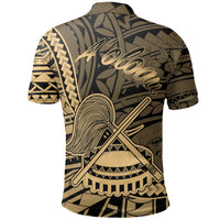 American Samoa Polo Shirt Aoloau Polynesian Gold Patterns - Polynesian Pride