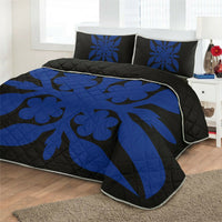 Hawaiian Royal Pattern Quilt Bed Set - Black And Blue - G1 Style - AH - Polynesian Pride
