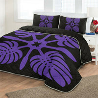 Hawaiian Royal Pattern Quilt Bed Set - Black And Purple - I3 Style - AH - Polynesian Pride